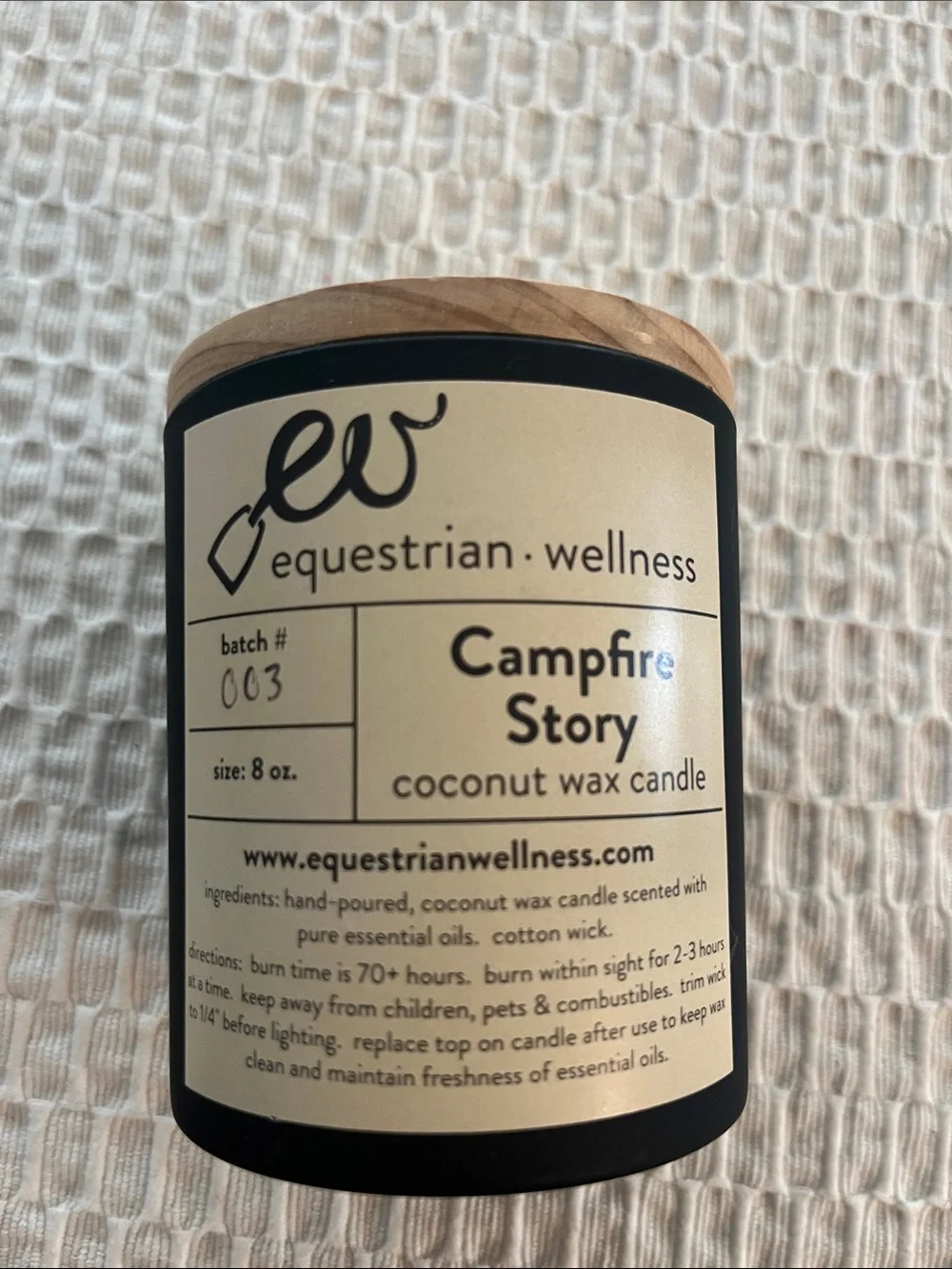 Equestrian Wellness Campfire Story Coconut Wax Candle — Cream. New